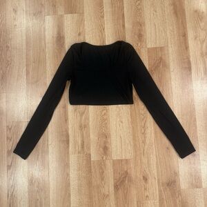 Elegant Black Cropped Long Sleeve Women's Top